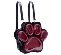 Nuyhadds Linda mochila escolar, mochila con huellas de gato para mujer, mochila con pantalla de peluche, mochila informal de viaje para estudiantes, negro rojo, Ver descripción, Ver descripción