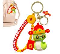 Nuyhadds Llavero de estilo chino, lindos llaveros para mochilas,Colgante chino del bolso del año de la serpiente llavero colgante | Colgante de coche de dibujos animados feliz, creativo, Dios de la