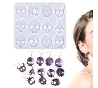 Nuyhadds Molde de silicona con forma de calavera, pendientes de Halloween, con agujeros, forma reutilizable, herramienta de manualidades para hacer joyas, arte de resina, decoración del hogar