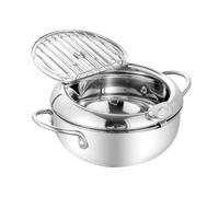 Nuyhadds Olla con tapa, olla profunda de acero inoxidable para freír, control preciso de la temperatura del , tapa extraíble, olla para calamares, pescado, tempura