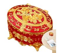 Nuyhadds Organizador de joyas vintage de metal, organizador de anillos de flores de rosas - de flores de rosas europeas | Soporte ovalado retro para broches, pendientes, pulseras, anillos