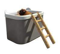 Nuyhadds Pozo de polvo de murino, plato desmontable para animales más escaleras, soporte de lavado de grano Jird por , bañera de limpieza de peso fuerte, peluquero de patas de madera dura, sala de