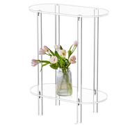 Nuyhadds Tabla Lateral Acrílica-ño Soporte Transparente, Mesa Auxiliar De 2 Niveles | Mesa De Noche Ovalada Mínima con Capa Transparente, Stand Moderna De La Noche Dormitorio, Sala De Estar,