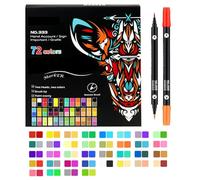 Nuyhgtr Acrylic Marker Set, 36 Double-Headed Paint Pens, 72 Vivid Colors, Fine and Brush Tip Design, Art Craft Kit, Ideal para lienzos, Fabric, Wood, Stone, Glass, Ceramic, School
