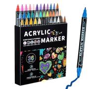 Nuyhgtr Acrylic Paint Markers, Double Tip Color Markers, Ceramic Art Markers, Water Soluble Paint Markers for Rock, Canvas, Ceramic, Wood for Artists & Drawing Enthusiasts