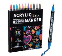 Nuyhgtr Acrylic Paint Markers, Double Tip Color Markers, Ceramic Art Markers, Water Soluble Paint Markers for Rock, Canvas, Ceramic, Wood for Artists & Drawing Enthusiasts