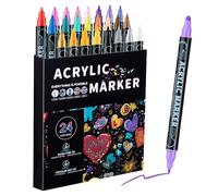 Nuyhgtr Acrylic Paint Markers, Double Tip Color Markers, Ceramic Art Markers, Water Soluble Paint Markers for Rock, Canvas, Ceramic, Wood for Artists & Drawing Enthusiasts