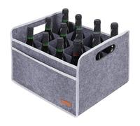 Nuyhgtr Bottle Wine Carrier, Thicken Felt Wine Bags, Foldable Beer Carry Box, Champagne Liquor Drink Organizer, Storage Tote for Parties and Picnics, 14.96x12.6x10.63 Inches, Light Grey