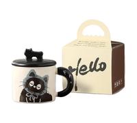 Nuyhgtr Ceramic Cat Coffee Taza, Cute Couple Cat Cup, High-Temperature Resistant Drinking Cup, Tazas con Lid for Hot Drinks, té, Chocolate Drink and Milk 8 x 9,5 cm