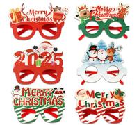 Nuyhgtr Christmas Glasses Glitter, Glasses 2025, Holiday Glasses Frames, Photo Props for Parties, Santa Elk Glasses, Santa and Glasses for Celebrations