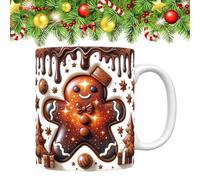 Nuyhgtr Christmas Mugs Funny Mugs for Men, Adorable Gingerbread Man Tea Cup, Versatile Funny Cups, Sturdy Christmas Cups 3.74x3.15 Inch Mug Christmas Mugs for Adults (Ceramic)
