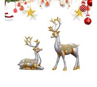 Nuyhgtr Decorative Elk Statues, Rustic Shelf Deer Decor, Standing Reindeer Sculptures, Elegant Christmas Reindeer Figurines Pair for Holiday Shelf, Mantel, and Tabletop Decor