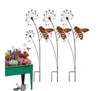 Nuyhgtr Decorative Garden Stakes - Rustic Bee Ornament, Standing Size with Ground, Weatherproof Iron Metal, Vintage Outdoor Sculpture, for Flower Bed Pathway and Backyard Landscape Decor