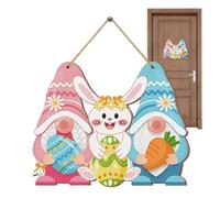 Nuyhgtr Easter Door Hanger, Easter Bunny Wooden Welcome Sign, Festive Spring Theme, Rustic Farmhouse Decor, Seasonal Home Accent for Staircase, Mantel, Mesa de comedor