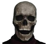 Nuyhgtr facial para accesorios de Halloween, de máscara de esqueleto, casco de mandíbula móvil, máscara de esqueleto móvil con diseño integral de látex para accesorios