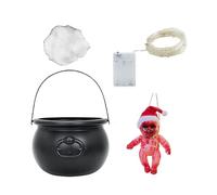 Nuyhgtr Halloween Decorations, Witch Cauldron Fog Maker, Halloween Black Cauldron Ollas con luces LED, Sturdy Construction Scary Props for Entrance Mesa, Halloween Party, TV Gabinet, Fireplace