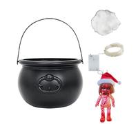 Nuyhgtr Halloween Decorations, Witch Cauldron Fog Maker, Halloween Black Cauldron Ollas con luces LED, Sturdy Construction Scary Props for Entrance Mesa, Halloween Party, TV Gabinet, Fireplace