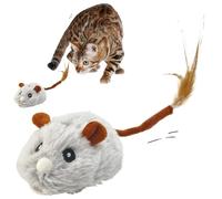Nuyhgtr Interactive Cat Toy Mice, Soft Rubber Tire Moving Mice USB Charging, Interactive Pet Supplies, Electronic Squeaky Animal Toys with Rotatable Wheel for Outdoor