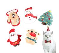 Nuyhgtr Interactive Plush Christmas Catnip Toys | Funny Pet Toy Set with 5 Cute Chew Toys and Bell | Perfect for Biting, Chewing, and Playing 5X Christmas Catnip Plush Toys