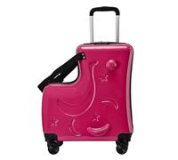 Nuyhgtr Kids Ride Luggage, Rolling Children Travel Suitcase, Lock Suitcase Trolley Case, 3-Digit Password Silent Wheels with Belts Pedals for 6-12 Year Old 47x20x57, rosa y rojo, Se référer au