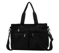 Nuyhgtr Large Capacity Tote, Corduroy Shoulder Bag, Travel Tote Pack, Structured Tote Bag, College Tote Bag, Multi-Pocket Tote Bag, Fashionable Corduroy Bag, Versatile Travel Tote, Negro , Se référer
