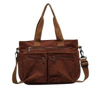 Nuyhgtr Large Capacity Tote, Corduroy Shoulder Bag, Travel Tote Pack, Structured Tote Bag, College Tote Bag, Multi-Pocket Tote Bag, Fashionable Corduroy Bag, Versatile Travel Tote, marrón, Se référer
