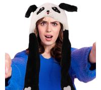 Nuyhgtr Light-Up Winter Hat, Animal Beanie Hat, Moving Ears Hat, Plush Panda Beanie, Winter Ski Headwear, Panda Animal -Up Features and Moving ear for Kids, Boys, Girls, and Adults, 28 x 50 cm