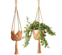Nuyhgtr Macrame Plant Hanger, Woven Rope Hanger, Versatile Trendy Boho Crochet Ceiling Home Decor, Flower Pots Basket for Window and Porch, 35 pulgadas, Multicolor