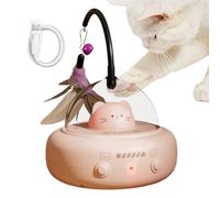Nuyhgtr Moving Cat Toy, Automatic Motion Activated Cat Feather Toys, Pet Games for Hunting, Boredom Relief, Training, Indoor, Home Playtime, 4.13x4.13x7.48 Inches, Pink and Green