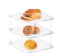 Nuyhgtr Plate Organizer, 3 Tier Clear Acrylic Corner Shelf Rack, Kitchen Dish Organizer for Counter, Nightstand, Bathroom, Freezer, Dresser, Closet, 8,82 x 10 x 10 pulgadas, Transparente