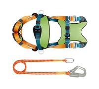 Nuyhgtr Safety Harness, Construction Harness, 5-Point Adjustable Design with Shock-Absorbing Lanyard Gear, Fall Protection Equipment for Roofing, Mountaineering, Rescuing, Orange Green Colored