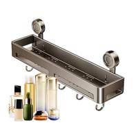 Nuyhgtr Shower Shelf, Suction Cup Rack, Wall-Mounted Storage Organizer, Towels Feature Hooks, Bathroom Wall Holder for Apartment, Home, Decor, Small Spaces, 15.75x5.12x4.92 Inches