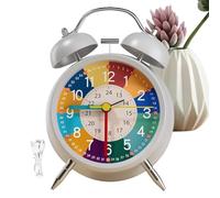 Nuyhgtr Silent Analog Alarm Clock, Non-Ticking Alarm Clock, Color Sorting Clock Toy, Telling Time Learning Tool, 11.5x16 cm, / 4.53x6.3in, Silent Non-Ticking Analog Alarm Clock for Kids