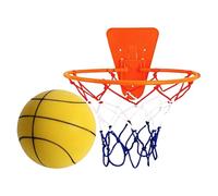 Nuyhgtr Soft Basketball Indoor - No Sound Ball, Standard Size with Adhesive Hoop, High Density Foam, Silent Dribble Technology, for Apartment Living Home Gym Exercise Late Night Training