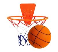 Nuyhgtr Soft Basketball Indoor - No Sound Ball, Standard Size with Adhesive Hoop, High Density Foam, Silent Dribble Technology, for Apartment Living Home Gym Exercise Late Night Training