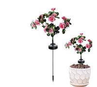 Nuyhgtr Solar Outdoor Flowers - Led Memorial Garden Light, 28.74 Inches Decor with 56 Color Leds, Artificial Floral, Lawn Ornament, Sympathy Arrangement for Remembrance Memorial Honoring Loved