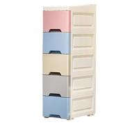 Nuyhgtr Storage Cabinet, Narrow Rolling Organizer, 5 Tier Vertical Drawer Design, Slim Shelf with Casters for Kitchen, Bathroom, Hotel, Apartment, Restaurant, Rental Spaces, White and Mixed Colored