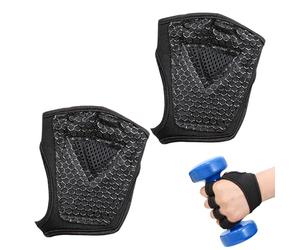 Nuyhgtr Women's Cycling Gloves, Transpirable Half-Finger Mittens, Anti-Slip Weight Lifting Gloves with Wrist Wrap Support, Full Palm Protection for Yoga, Ejercicio, Entrenamiento, Black and Red