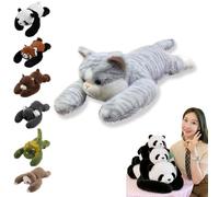 Nuyiac Animales de peluche pesados para niños y adultos - Cute Soft Plush Weighted Hugging Pillow for Anxiety Relief & Sleep Support, Gifts for Boys and Girls (Gray Cat, 45 cm)