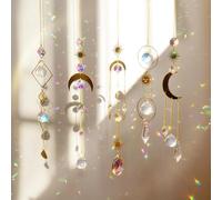 nuyikaso 5 piezas atrapador de sol de cristal colgante carillón de viento arco iris sol luna colgante cristales adornos bolas de cristal para ventana casa jardín Navidad día fiesta boda decoración