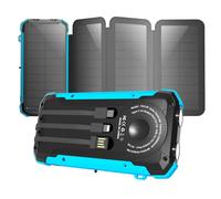 Nuynix Banco de energía solar de 20000 mAh con panel plegable de 6 W y cargador inalámbrico