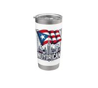 Nuyorican Nueva York Ciudad Puerto Rico Bandera Fondo Boricua Vaso térmico de acero inoxidable de doble pared