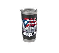 Nuyorican Nueva York Ciudad Puerto Rico Bandera Fondo Boricua Vaso térmico de acero inoxidable de doble pared