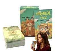 Nuytghr Baraja de tarot, cartas de oráculo para principiantes con significados, tamaño de bolsillo 78X 4.13 x 2.44 pulgadas, libro de espíritu temático del año, lectura de aventura de afirmación