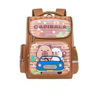 Nuytghr Capybara Mochila escolar - Adorable mochila Capybara, impermeable, gran capacidad, con división, para niñas, escuela primaria, preescolar, jardín de infantes, viajes, compras, camping, marrón