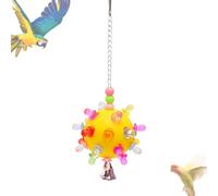 Nuytghr Colorful Bird Chew Toys, Parakeet Cage Accessories with Bell, Sturdy Engaging Forager Ball for African Grey and Other Pet Birds, ABS, 10.24x2.76x2.76 Inches