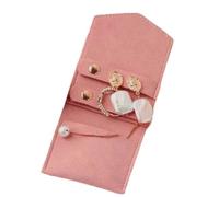 Nuytghr Jewelry Pouch, Travel Organizer, Foldable Storage Bag, White, Pink, Gray, Portable Design for Necklace Bracelet Beauty Tools Toiletries Cash in Luggage Backpack Handbag or Cosmetic Case