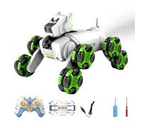 Nuytghr Robotic Dog, 8WD Smart Robot Puppy, Interactive Electronic Pet 26.5x16.5x16cm, RC Climbing Toy Dog, Portable Robotic Animal for Kids &andAdults, Programmable Remote-Control Toy