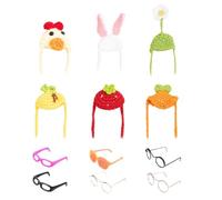 Nuytghr Statue Outfit, Figurine Accessory, Home Decor, 6 Pieces Knitted Hats with Sunglasses, Fun Costume Set for 7 Inch Desk on Mantel Bedroom Living Room Shelf Centerpiece