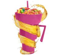 Nuytghr Taza para Snack y Bebida | Vaso de Bebida con Bol para Snacks en la Parte | Portabebidas a prueba de Derrames y Contenedor de Alimentos para Viaje Picnic Niños Playa Camping Noche de Cine